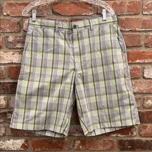 PGA Tour Gray and Yellow Plaid Men's Shorts